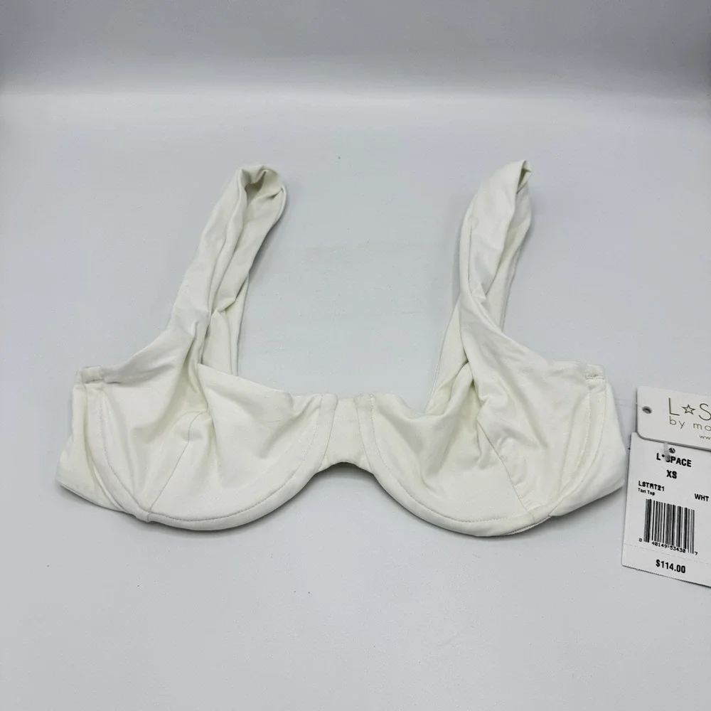 L*Space Tori Bikini Top White XS NWT LSTRT21 Halter Swim $114